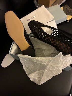 Margaux Black Woven Leather Flats.. NWT..!
